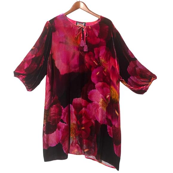 NWT | Size XXL | JOHNNY WAS Women’s Vesna Velvet Velour Silk-Blend Shift Dress - Picture 7 of 13